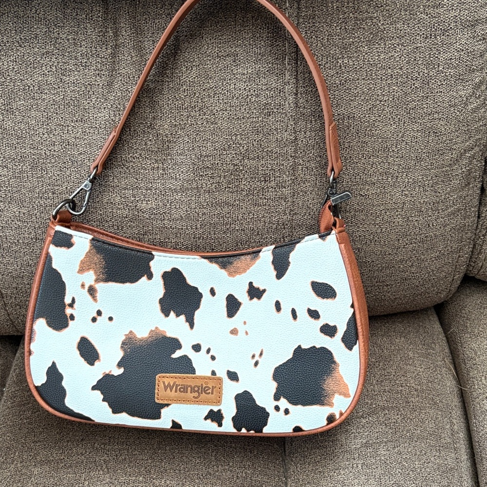 Wrangler Cow Print Shoulder Bag - Black and Brown